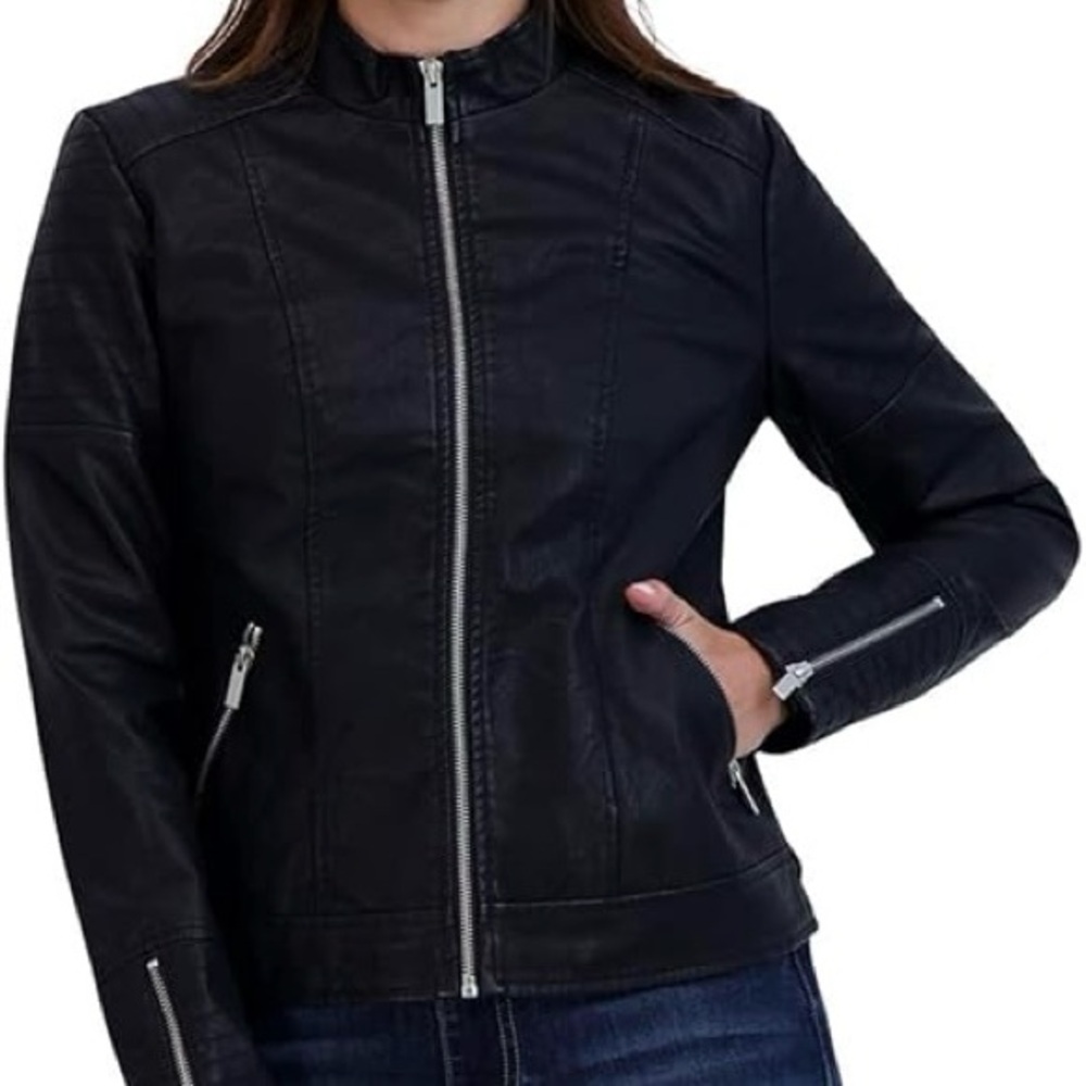 Baccini Women’s Faux Leather Moto Zip Jacket, sz 1x